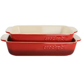 Crock Pot Artisan 2 Piece Stoneware Bake Pans in Gradient Red