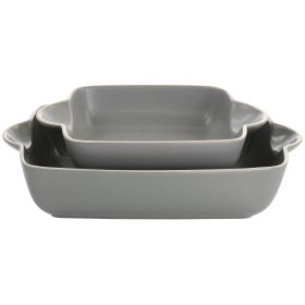 Gibson Home Rockaway 2 Piece Stoneware Nesting Bakeware Set in Grey