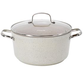 Korkmaz Granita 8 Liter Aluminum Nonstick Casserole with Lid in Tan