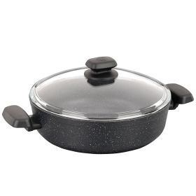 Korkmaz Ornella Non Stick 9.5 Inch 2.5 Liter Low Casserole with Lid in Black