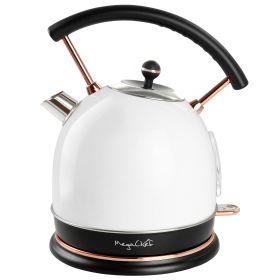 MegaChef 1.9 Quart Half Circle Electric Tea Kettle in White