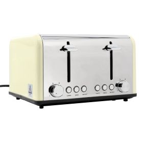 Redmond 4-Slice Extra Wide Slot 1650W Stainless Steel Toaster in Cream