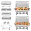 VEVOR 2-Pack Rectangle Chafing Dish Set 2 Full-Size 8Qt Pan 4 Half-Size 4Qt Pans