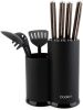 Knife Block Holder, Cookit Universal Knife Block without Knives, Unique Double-Layer Wavy Design, Round Black Knife Holder for Kitchen, Space Saver Kn