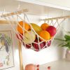 Fruit Hammock,Gray Fruit Basket, 100% Cotton, Screws & S Hooks, Banana Holder, Hanging Fruit Basket for Potato Storage