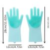 1pair Kitchen Silicone Dishwashing Gloves; Housework Cleaning Waterproof Insulation Magic Gloves; Dishwashing Brush